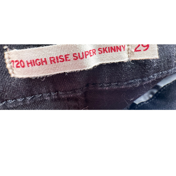 Levis 720 High-Rise Super Skinny Jeans 29 Stretch Denim Sexy Slimming Black EUC! - Picture 7 of 8